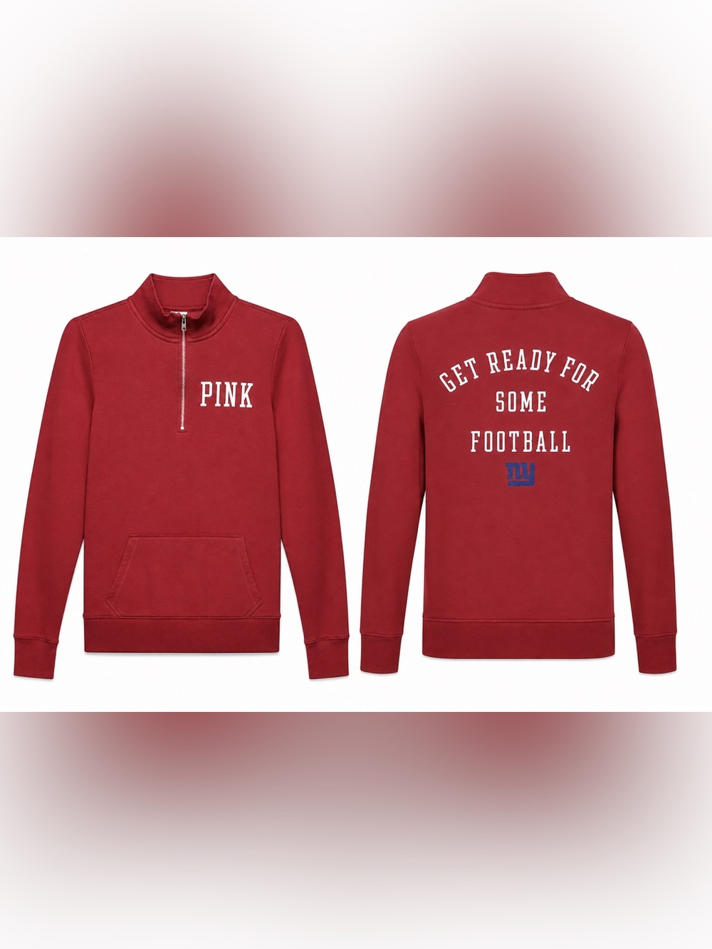 Victoria’s Secret PINK NY Giants Football Quarter Zip Pullover Women’s Red